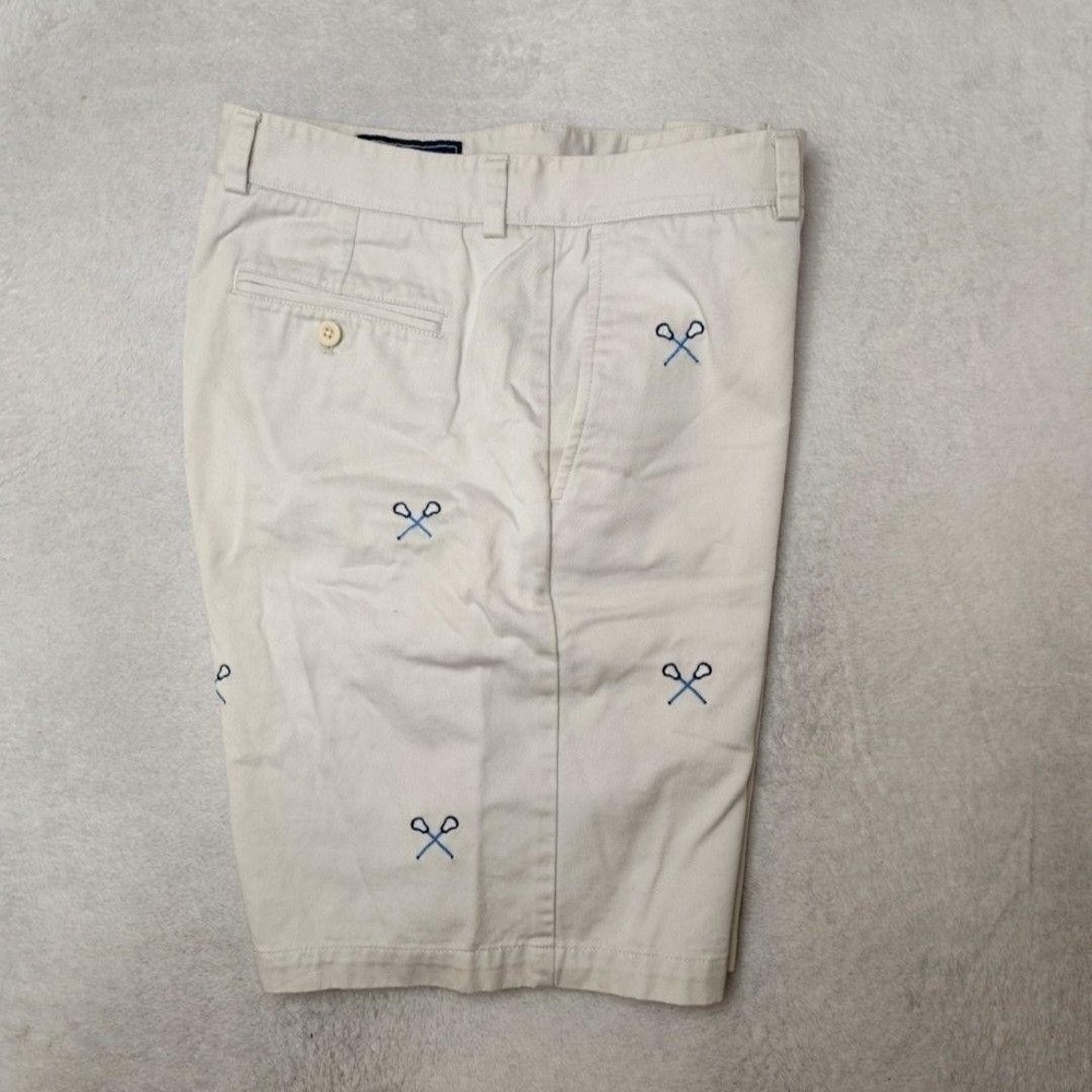 Vineyard Vines Shorts Mens 34 Beige 9" Chino Lacrosse Embroidered Breaker Preppy